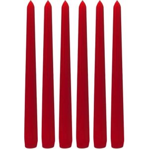 KALANKA-Lot de 6 bougies pointues, bougies de table, bougies de table, bougies de chandelier, en rouge, contenu de la livraison : 6 pièces, dimensions : H x Ø env. 25 x 2 cm. - Neuf