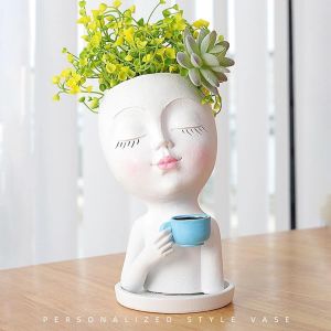 Pot De Fleurs En R&eacute;sine Pour Plantes Grasses/Cactus-Pour Int&eacute;rieur Et Ext&eacute;rieur-Avec Trou De Drainage-Pour La Maison,Le Bureau,Le Jardin - Neuf