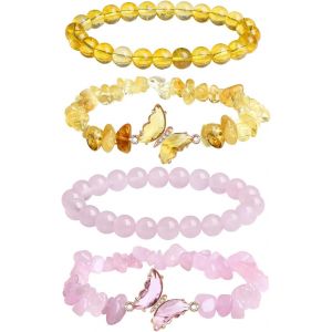 2 Paires De Bracelets En Gravier Perl&eacute;,Des Mains De Papillons Simples Et &Agrave; La Mode,Des Filles,Des Bijoux En Couches,Des Bracelets D'amiti&eacute; Cr&eacute;atifs. - Neuf