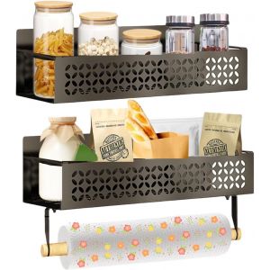 Tianyi-Etagère Magnétique Frigo,Porte Sopalin Mural,Porte Epices Cuisine,2 Pièces Etagere Aimantée,Rangement Epices,Etagere Cuisine Murale,Etagere À Epices Avec Porte-Rouleau,Pour Salle De Bain Et Cu - Neuf