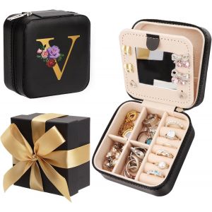 Trahoo-Bow-Tied Cadeau,Bo&icirc;te &Agrave; Bijoux,Rangement Bijoux Avec Miroir,Petite Bo&icirc;te De Rangement,Bo&icirc;te &Agrave; Bijoux De Voyage - Noir,Pour Montres,Rouge &Agrave; L&egrave;vres,Boucles D'oreilles,Colliers (V) - Neuf