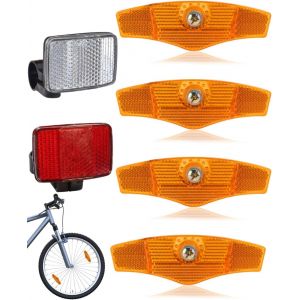 Lot De 6 Catadioptres V&eacute;lo,Kit R&eacute;flecteurs V&eacute;lo Avant Et Arri&egrave;re,R&eacute;flecteur De Rayons De V&eacute;lo Pour Enfants,Accessoires De S&eacute;curit&eacute; Pour V&eacute;lo De Route,Vtt,E-Bike - Neuf