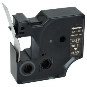 vhbw Ruban remplacement pour Dymo 45811, D1 pour imprimante d'&eacute;tiquettes 7m x 19mm Blanc sur Noir, plastique - Neuf
