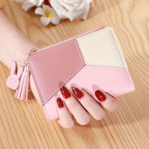 Les femmes de RFID de Blocage en Cuir Petit Compact Bi-fold fermeture éclair Poche porte-monnaie porte-Cartes porte-monnaie avec la Fenêtre d'identification (Rose) - Neuf