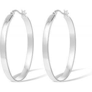 Boucle Oreille Femme Argent 925 Creole Plaqué Or 14k Géométrique - Neuf