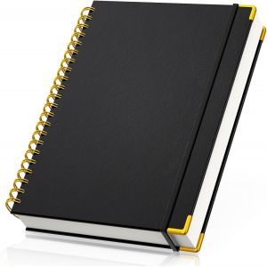 Asfasfq-Carnet Spirale A4-1 Pièce Ligné Cahier De Note - 110g/M² A4 Ligne Papier Notebook - 21x29.5cm Carnet Spirale Hardcover - 150 Feuilles Cahier Journal Bloc Note Carnet De Voyage, Noir - Neuf