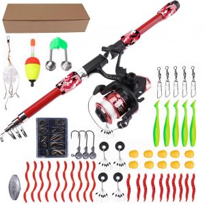 AngelSet pour enfants Ensemble de p&ecirc;che t&eacute;lescopique l&eacute;ger de 55 pi&egrave;ces - Neuf