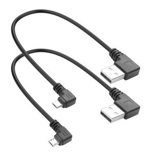 JGD-C&acirc;ble micro USB de 9 pouces, c&acirc;ble de charge court USB A vers Micro USB avec connecteurs coud&eacute;s gauche et droit pour transfert de donn&eacute;es, pour smartphones, cam&eacute;ras embarqu&eacute;es et appareils - Neuf