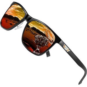 Lunettes De Soleil Polarisées Carrées En Métal Avec Protection Uv400 Pour Les Sports De Plein Air 3029h (Rouge) - Neuf