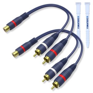 Câble Répartiteur RCA Câbles Audio Adaptateur Câble Y RCA 1 Femelle à 2 Mâle Doubleur R-C-A Audio pour Caisson de Basse Voiture, Haut-parleur, Home Cinéma (15cm, 1 Femelle à 2 Mâle, Paquet de 2) - Neuf