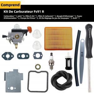 Carburateur FS91R Kit dAjustement de Soupape Tailleuse Debroussailleuse Stihl FS91 FS91R FS111 FS89 KM91R KM111R FC111 HT102 FC96, Remplacement 4180-120-0615 et Filtre a Air, Kit Complet de - Neuf