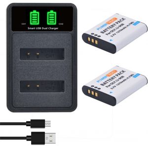 Lot de 2 batteries Li-90B Li-92B avec chargeur de type C pour Olympus Tough TG-6 TG-5 XZ-2 TG-4 TG-3 TG-2 SH-2 SH-1 SP-100EE,DB-110 pour Ricoh GR III,WG-6,GR IIIx - Neuf
