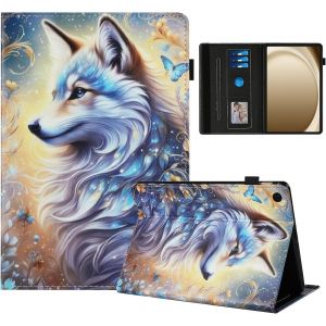 NAERYUT-Coque Pour Samsung Galaxy Tab A9 Plus Impression Graphique Housse En Tablette Cuir Pu Protection Pour Samsung Galaxy Tab A9 Plus 11 Pouces 2023 Loup Blanc - Neuf