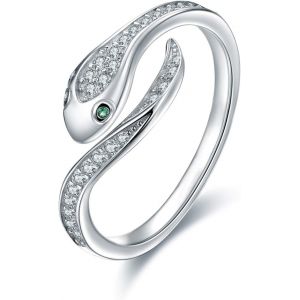 Yemaesre-Bague Serpent Pour Femme En Argent Sterling 925 Bague Réglable Ouvert Serpent Avec Zircon Cubique Bijoux Sur Le Thème Des Animaux Bagues Pour Femmes Filles - Neuf