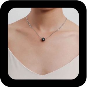 Kal-Collier Boho Avec Pendentif Boules De Billard Collier Ras De Cou Boules De Billard 3d Collier Boules De Billard 8 Collier Chaine Figaro Argent Bijoux Pour Femmes - Neuf