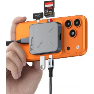 JGD-Hub USB C magn&eacute;tique avec Magsafe pour iPhone 16 15 Pro Max, Station d'accueil 7 en 1 de Type C 4K @ 60 Hz HDMI SD3.0 TF3.0 Carte Solt 100 W PD 10 Gbit/s USB-C AUX pour MacBook Pro Air, iPad - Neuf