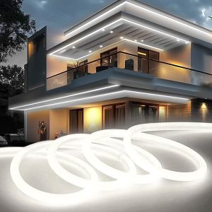 Ruban Led N&eacute;on Exterieur 20m Blanc Froid, 220v Led Chambre Bande Lumi&egrave;re Int&eacute;rieur &Eacute;tanche Ip65 Lueur &Agrave; 320&deg; Bandeau Lumineuse 120 Leds/M D&eacute;coupable Souple Corde Pour Maison, Salon, Cuisine - Neuf