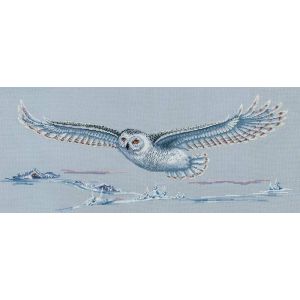 Kit Point De Croix Compt&eacute; Andriana "Chouette Polaire" 68x24 Cm - Neuf