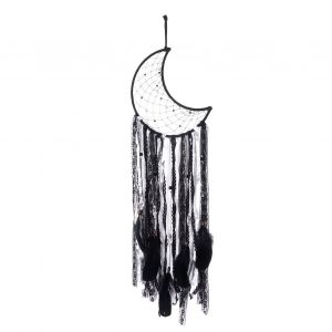 Attrape-reves lunaire en coton naturel, fait a la main, noir, antistatique, a suspendre, pour chambre a coucher ou maison - Neuf