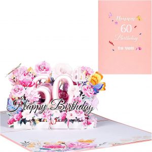 CHECARZHN--NO1-3D Carte D'Anniversaire 60 Ans, Carte 60E Anniversaire, Pop Up Carte De V?ux Avec Enveloppe, Carte Cadeau D'Anniversaire Pour Femmes Amis Mère - Neuf