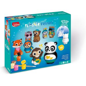 SANSH-Creativ - Plaster Friends Maxi Coffret - Kit Complet de Création de 8 Figurines en Plâtre animaux - Facile à Réaliser - Activité Manuelle et Artistique Dès 5 Ans - Neuf