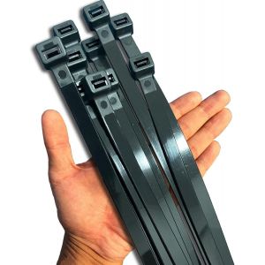 Collier de Serrage Plastique 1000 mm Noir,Colliers Rilsan Large 12mm,Serflex Grande Longueur Attache Long Cable Serre-Câbles Résistants Aux UV pour Extérieur 18 Pièces - Neuf