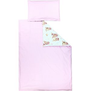 Tzf-Ensemble De Linge De Lit Pour Enfants 2 Pièces, Lapin/Rose/Points, 135x100 Cm - Neuf