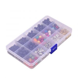 721pcs Perles De Lave Kits De Pierre Avec 8mm Perles De Chakra Perles De Pierre Naturelle Et Entretoises Perles Bracelet Cha&icirc;ne &Eacute;lastique Pour Huiles Essentielles Diffuses - Neuf