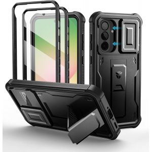 Pour Coque Samsung Galaxy A56[Double Cadre Avant Et Support] Avec Cam&eacute;ra Coulissante Int&eacute;gr&eacute;e & Protecteur D'&eacute;cran,Coque De Protection Robuste R&eacute;sistante Aux Chocs-Noir - Neuf