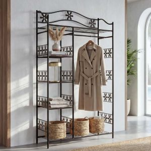 Portemanteau / garderobe / &eacute;tag&egrave;re / penderie / pat&egrave;re Gen&egrave;ve, 100x43x172cm, m&eacute;tal - Neuf