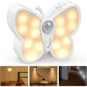 Lampe À Détecteur De Mouvement, Papillons Lampe Detecteur De Mouvement Interieur, Veilleuse Led Rechargeable Lumiere 3 Modes, Applique Murale Magnétique Sans Fil Pour Couloir,Chambre D'enfant. - Neuf