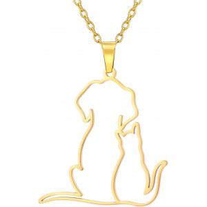Kal-Collier Mignon En Forme De Chat Et De Chien Avec Pendentif En Acier Inoxydable Pour Amoureux Des Chats Et Des Chiens Bijoux Pour Femmes Et Hommes - Neuf