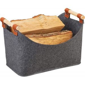 Sac en feutre,panier rangement,pliable,boîte avec anse,HlP 27x40x22 cm,gris foncé. - Neuf
