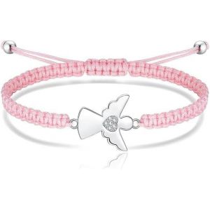 Bracelets D'amiti&eacute; Ange Gardien Rose Pour Enfants Bracelet D&eacute;licat En Corde Avec Pendentif En Argent Cadeaux De Bapt&ecirc;me Et Confirmation - Neuf