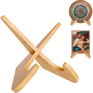 Chevalet En Bois - Support Assiette D&eacute;coratif Petit, Porte Assiette, Chevalet De Table, Support Cadre Photo, Pr&eacute;sentoir Livre, Support Photo &Agrave; Poser, Trepied En Bois - Neuf