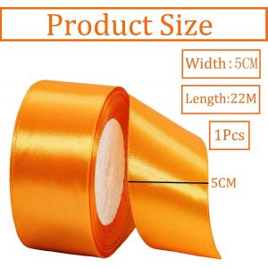CAUC-Ruban Satin Orange Gros 50mm,22m Polyester Ruban Satin,Ruban Cadeau Emballage,Ruban Noel Ruban Tissu pour Couture,N?uds,Artisanat,Bouquet,D&eacute;coration de Mariage,Voitures,Anniversaire,G&acirc;teau - Neuf