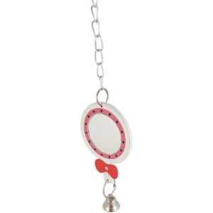 Miroir Perroquet Miroir Suspendu Miroir Simple Face Jouet Avec Cloche Pour Oiseaux Calopsitte Gris Africains Ara Cacatoès Cage Cloche Jouets - Neuf