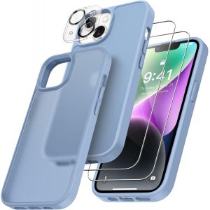 JGD-4 en 1 Coque pour iPhone 14 avec 2 Verre Tremp&eacute; et 1 Cam&eacute;ra Protecteur, [Coussin d'air Int&eacute;gr&eacute;] Antichoc Antirayures Bumper Protection Housse pour iPhone 14 6.1"", Bleu Clair - Neuf