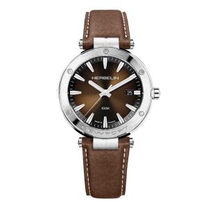 Montre Herbelin Newport Cadran Brun Cuir Brun - Neuf