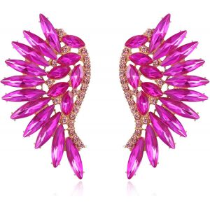 Kalhx-Boucles D'oreilles Ailes D'ange En Cristal Strass Marquise Pointu Pour Femme Fille - Neuf