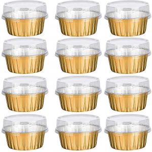 Tasses &Agrave; Dessert Avec Couvercles,50 Pack De Feuilles D'aluminium Dor&eacute;es Porte-Gobelets &Agrave; P&acirc;tisserie,Cupcake Bake Utility Rameki - Neuf