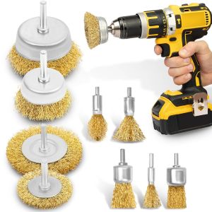 Jexnovashop-Brosse Metallique Pour Perceuse - 9pcs Brosse Perceuse Ensemble Pour Le Nettoyage, L'&eacute;limination De La Rouille, Le Polissage Et La Peinture D&eacute;capante - Neuf