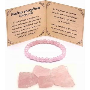 Loc-Bracelet Quartz Rose Pierre Naturelle Semi-Pr&eacute;cieuse-Fil &Eacute;lastique Avec Perles De Boules-Cristaux De Gu&eacute;rison Et Pierres &Eacute;nerg&eacute;tiques Pour Femme Et Homme-Gu&eacute;rison Et Gu&eacute;rison - Neuf