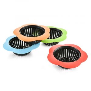 Lot de 4 crépines d'évier en silicone, panier filtre universel de 4,5 pouces, en plastique, faciles à nettoyer, pour attraper les cheveux et verser les cheveux - multicolore - Neuf