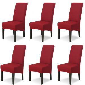 (Vin Rouge) 6 Pieces Grande Salle A Manger Housses De Chaise, Plus La Taille De Machine Amovible Housses De Chaise Pour Salle A Manger De L'hotel De Cuisine, Decoration - Neuf