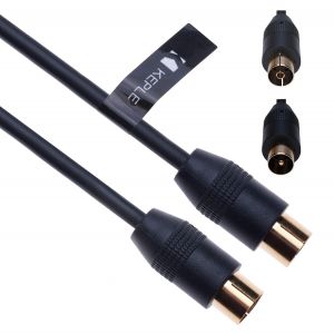 C&acirc;ble coaxial HF RF ligne d'antenne TV ligne a&eacute;rienne 3m coax fiche coaxiale m&acirc;le vers femelle rallonge de prise d'antenne pour Bosch SkyDSL ONE Primacom Unitymedia DVD VCR pour t&eacute;l&eacute;vision Noir - Neuf