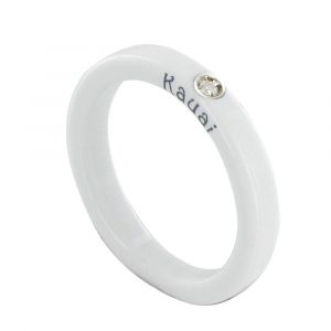 Les Poulettes Bijoux - Bague Diamant Blanc R&eacute;sine Blanche Et Argent - Neuf