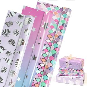 Lot De 3 Rouleaux De Papier Cadeau D'anniversaire Rose Violet Emballage Cadeau Coloré Pour Anniversaire, Noël, Saint-Valentin, 43 Cm X 3 M Par Rouleau - Neuf
