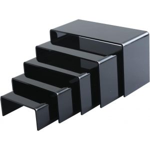 Lot de 5 supports d'affichage en acrylique pour figurines,cupcakes,pr&eacute;sentoir &agrave; bijoux &agrave; dessert,5 tailles,avec film protecteur,noir - Neuf