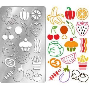 Tianyi-Pochoir Métal Pochoir Fruits Légumes Aliments Modèle Acier Inoxydable Pochoir Pour Album Photo Réutilisables Pochoirs De Dessin Pour Sculpture Sur Bois Bricolage Scrapbooking Décoration - Neuf